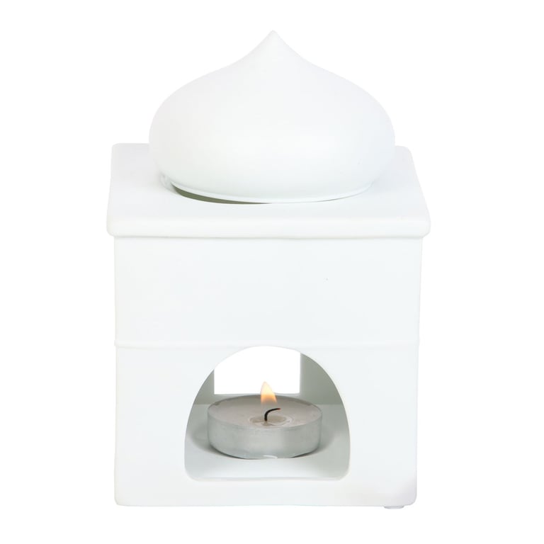 Off White Mosque Oil Burner and Incense Holder - Fragrance Oil and Candle Light Illumination