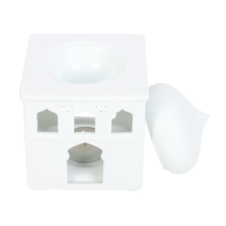Off White Mosque Oil Burner and Incense Holder - Fragrance Oil and Candle Light Illumination