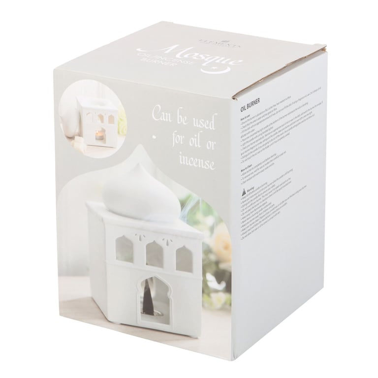 Off White Mosque Oil Burner and Incense Holder - Fragrance Oil and Candle Light Illumination