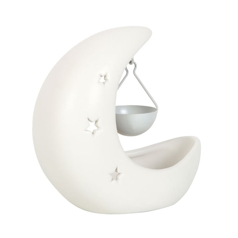 White Crescent Moon Hanging Oil Burner - Fragrance Oil Diffuser with Celestial Design