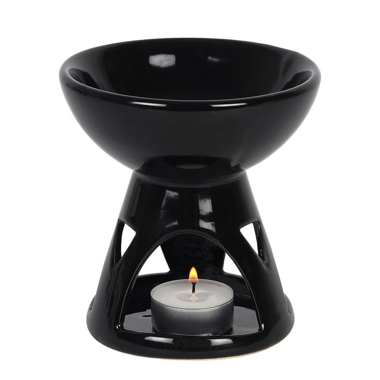 Black Oil Burner and Wax Warmer - Modern Home Decor with Simple Design