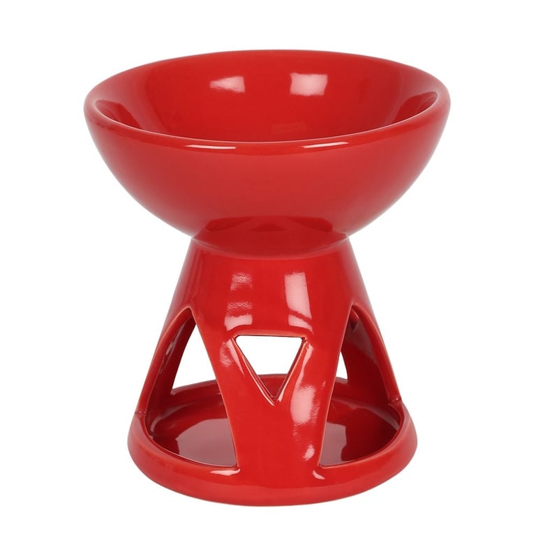 Red Deep Bowl Oil Burner and Wax Warmer - Modern Home Decor Candle Alternative