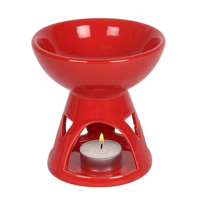 Red Deep Bowl Oil Burner and Wax Warmer - Modern Home Decor Candle Alternative