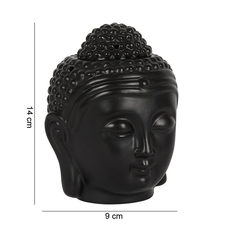 Black Buddha Head Oil Burner - Spiritual Home Decor Candle Holder