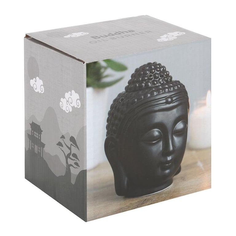 Black Buddha Head Oil Burner - Spiritual Home Decor Candle Holder