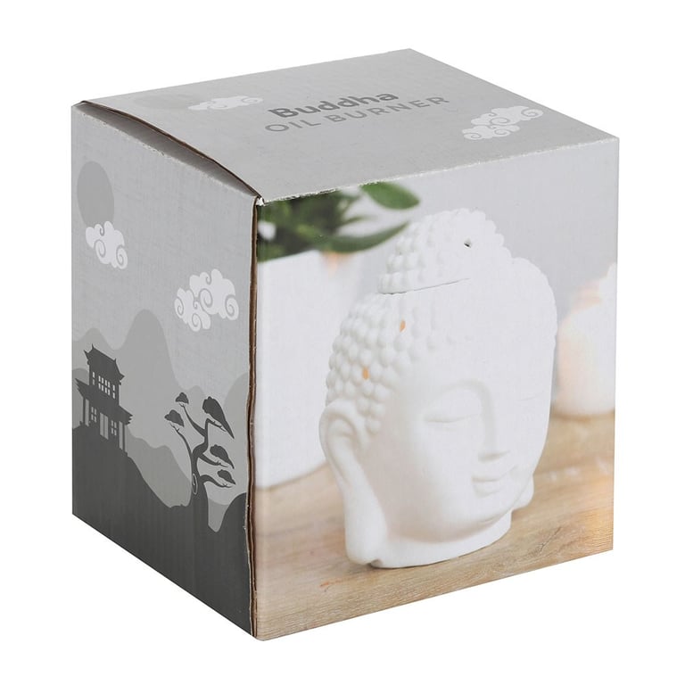 White Buddha Head Oil Burner - Meditation Home Decor & Spiritual Decoration Oil Lamp