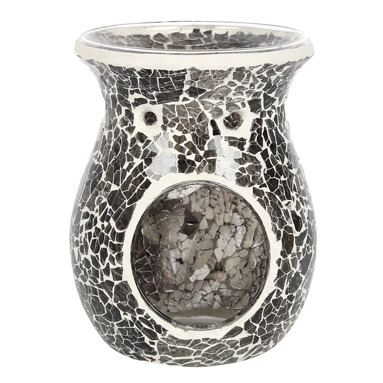 Large Gunmetal Grey Crackle Oil Burner & Wax Melt Warmer - Home Decor and Indoor Lighting Solution