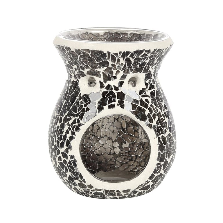 Small Gunmetal Grey Oil Burner & Wax Warmer - Crackle Effect Home Decor Gift