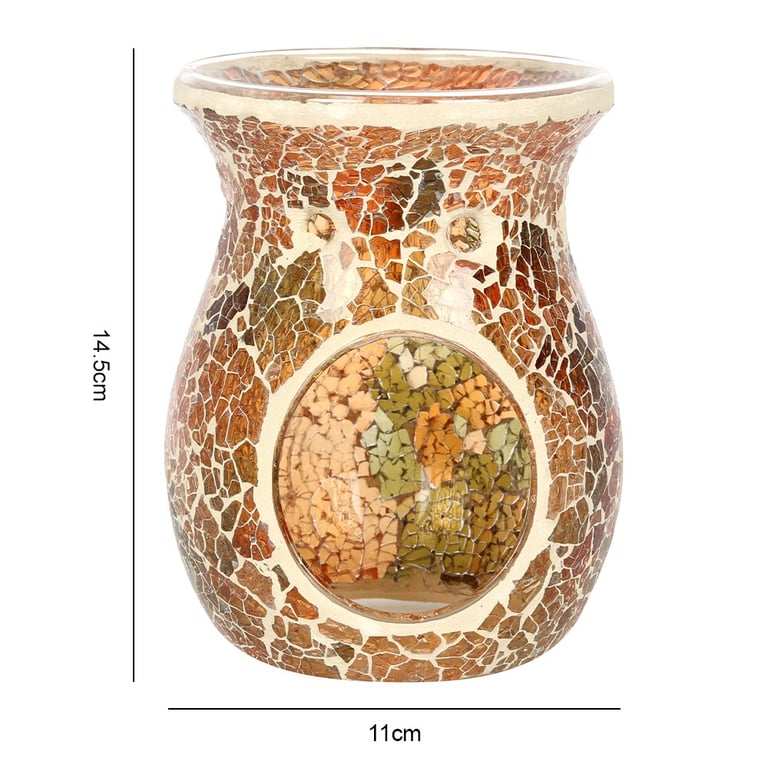 Large Brown Crackle Oil Burner & Wax Warmer - Home Fragrance Diffuser