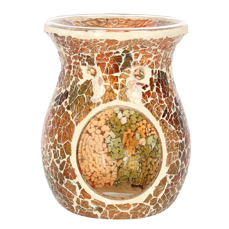 Large Brown Crackle Oil Burner & Wax Warmer - Home Fragrance Diffuser