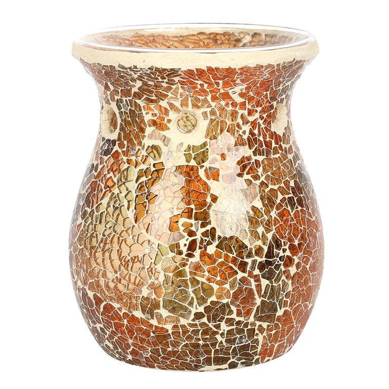 Large Brown Crackle Oil Burner & Wax Warmer - Home Fragrance Diffuser