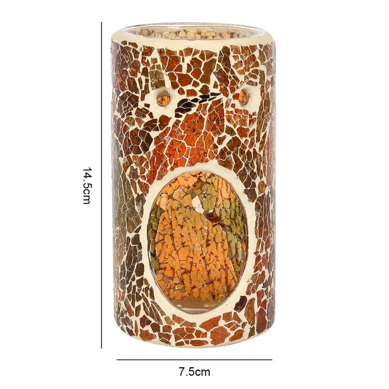 Brown Pillar Crackle Oil Burner & Wax Melt Warmer - Home Fragrance Decor