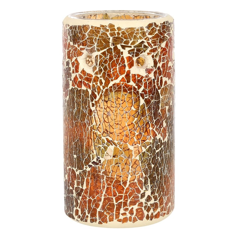 Brown Pillar Crackle Oil Burner & Wax Melt Warmer - Home Fragrance Decor