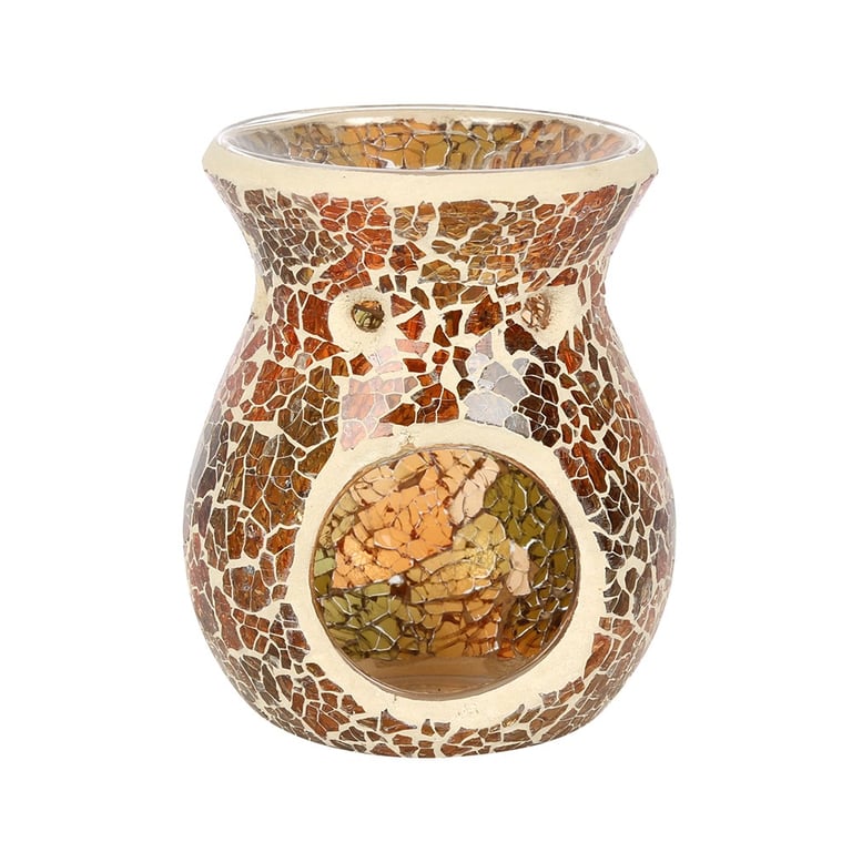 Brown Crackle Oil Burner and Wax Warmer - Natural Home Decor Item with Textured Design