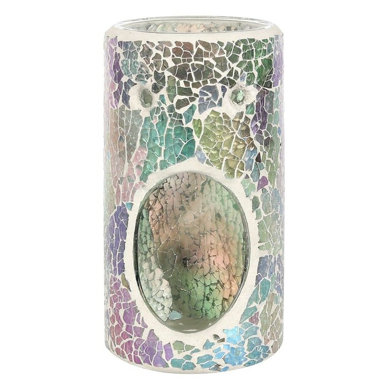 Light Blue Iridescent Crackle Oil Burner & Wax Warmer