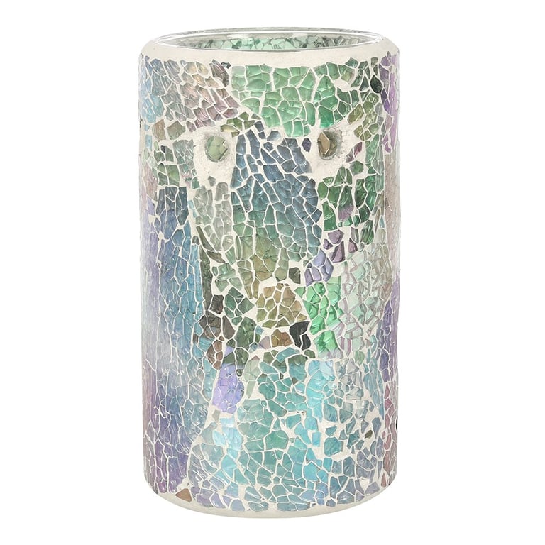 Light Blue Iridescent Crackle Oil Burner & Wax Warmer