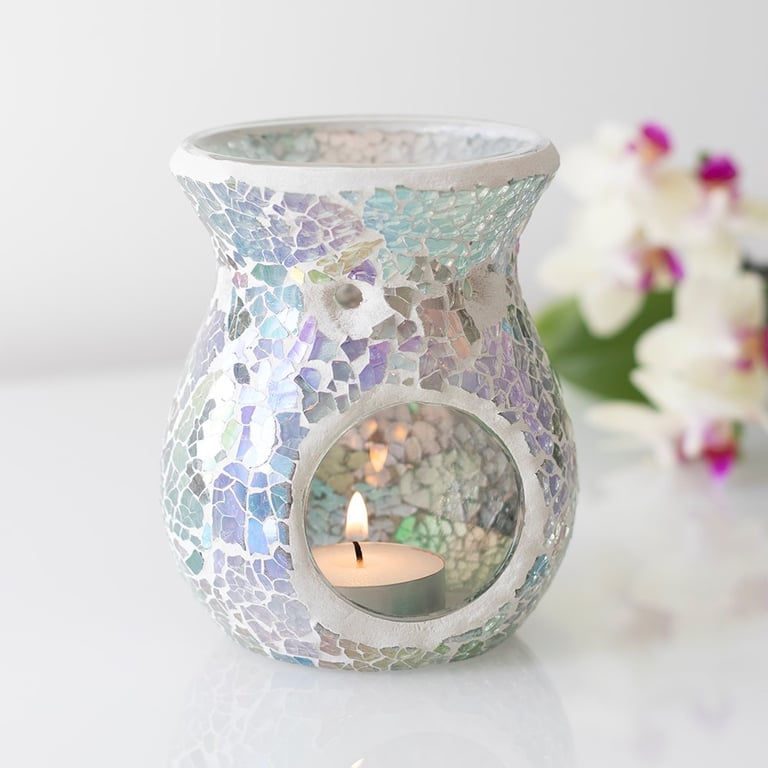 Iridescent Light Blue Oil Burner & Wax Melt Warmer - Home Decor Item