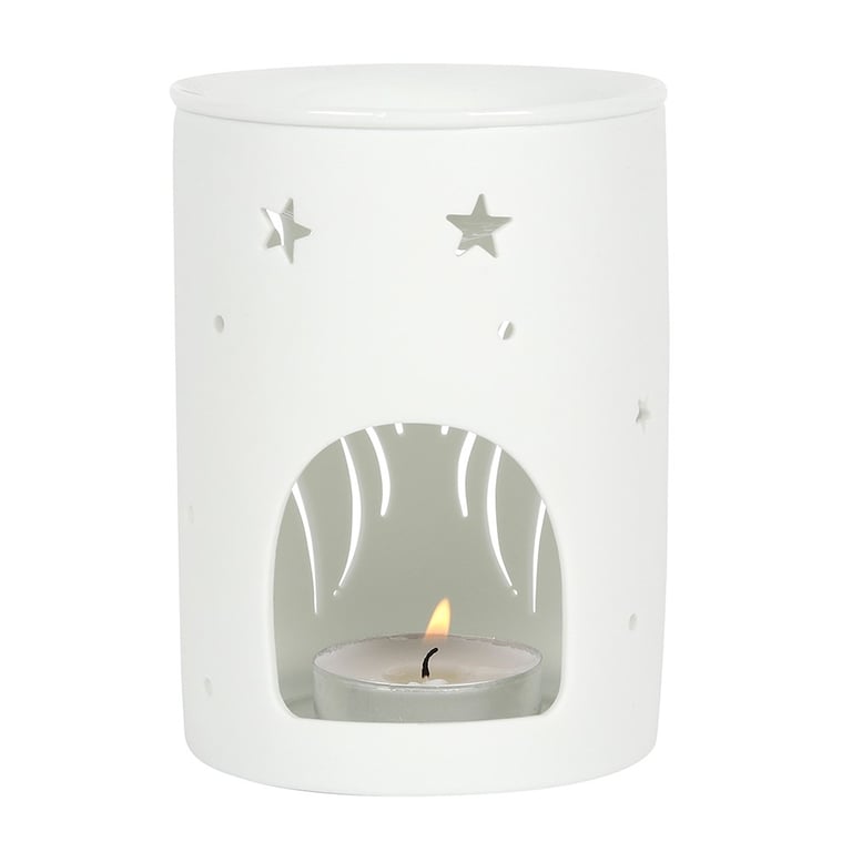 White Angel Wings Cut Out Oil Burner - Contemporary Home Decor with Calming Scent Capability