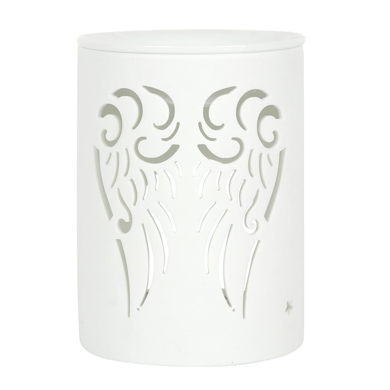 White Angel Wings Cut Out Oil Burner - Contemporary Home Decor with Calming Scent Capability