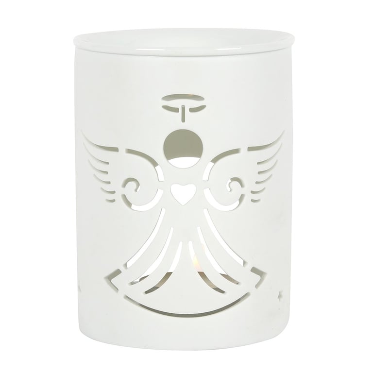 White Ceramic Angel Cut Out Oil Burner for Home Fragrance