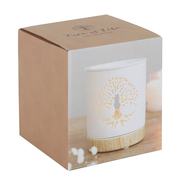White Ceramic Tree of Life Oil Burner - Calming Home Fragrance Diffuser