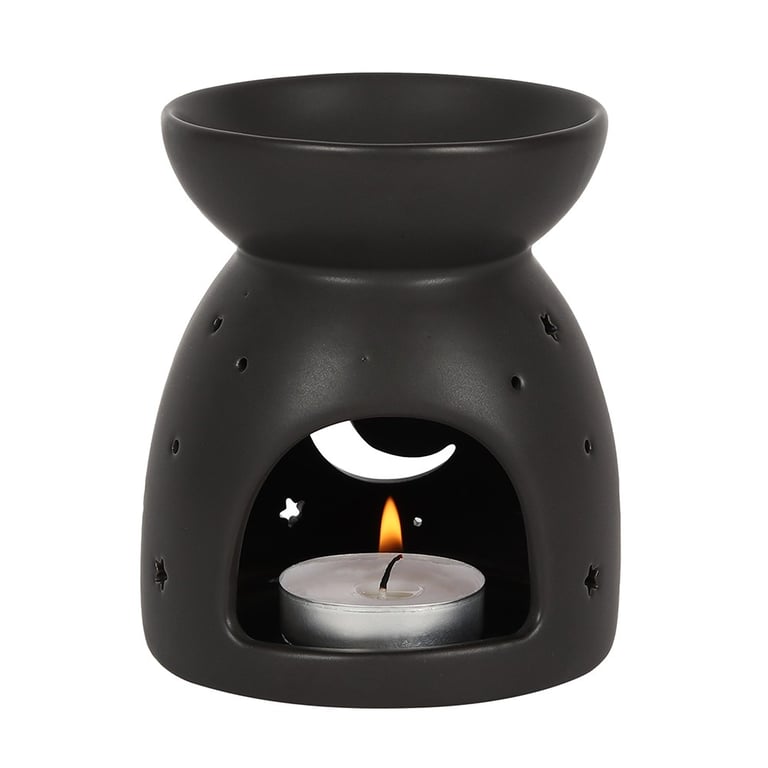 Black Mystical Moon Cut Out Ceramic Oil Burner