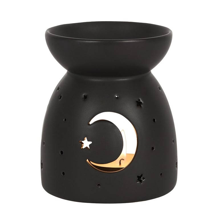 Black Mystical Moon Cut Out Ceramic Oil Burner
