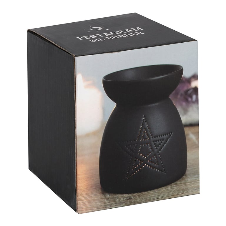 Black Ceramic Pentagram Oil Burner - Perfect for Halloween Decor and Spooky Ambiance