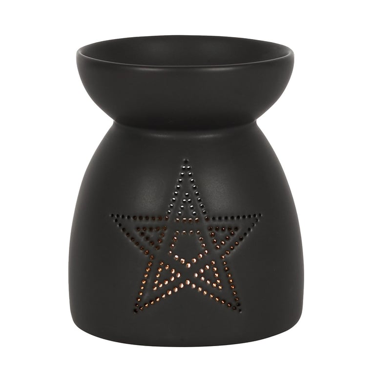 Black Ceramic Pentagram Oil Burner - Perfect for Halloween Decor and Spooky Ambiance