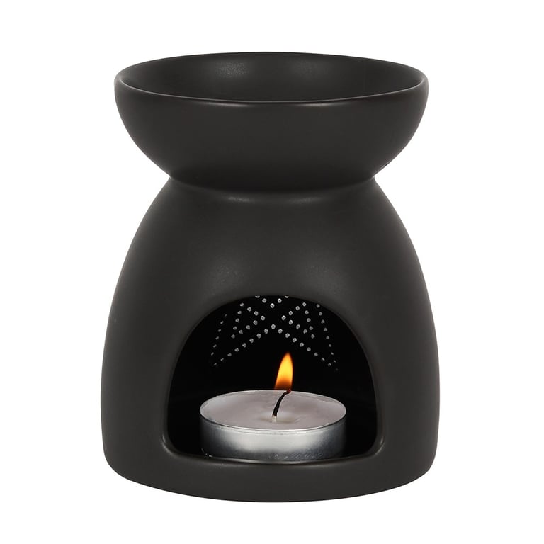 Black Ceramic Pentagram Oil Burner - Perfect for Halloween Decor and Spooky Ambiance