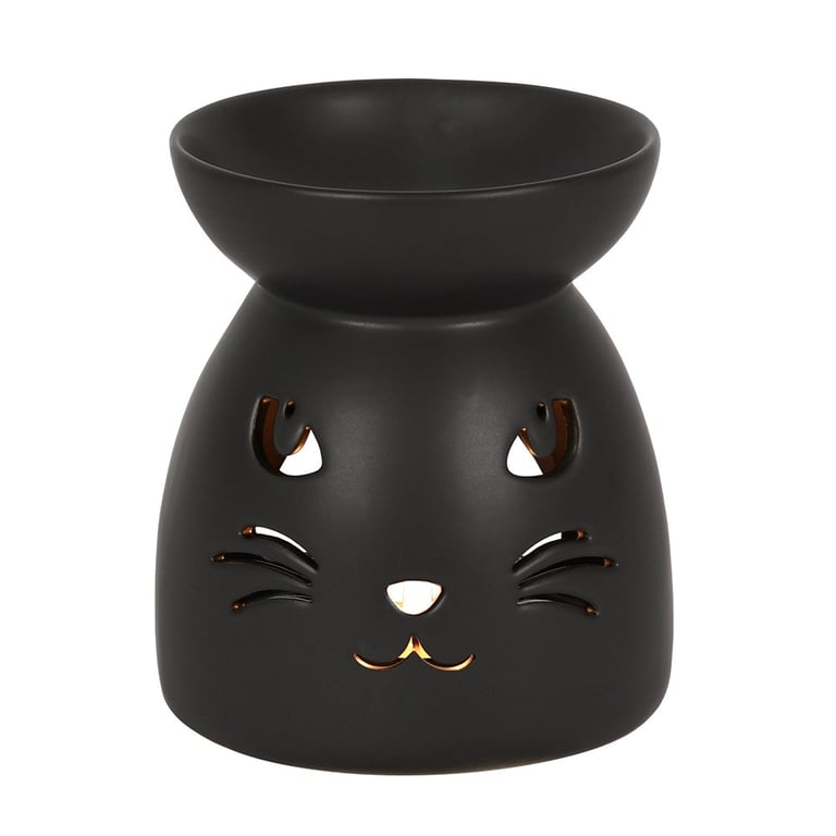 Black Cat Ceramic Oil Burner and Wax Warmer - Spooky Home Decor