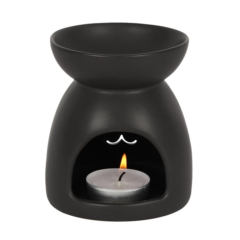 Black Cat Ceramic Oil Burner and Wax Warmer - Spooky Home Decor