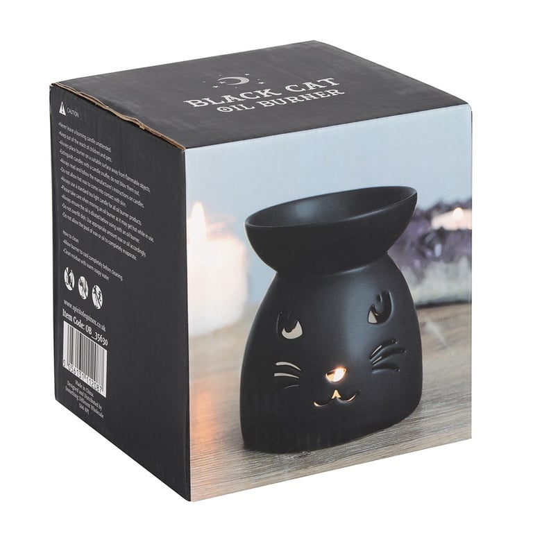 Black Cat Ceramic Oil Burner and Wax Warmer - Spooky Home Decor