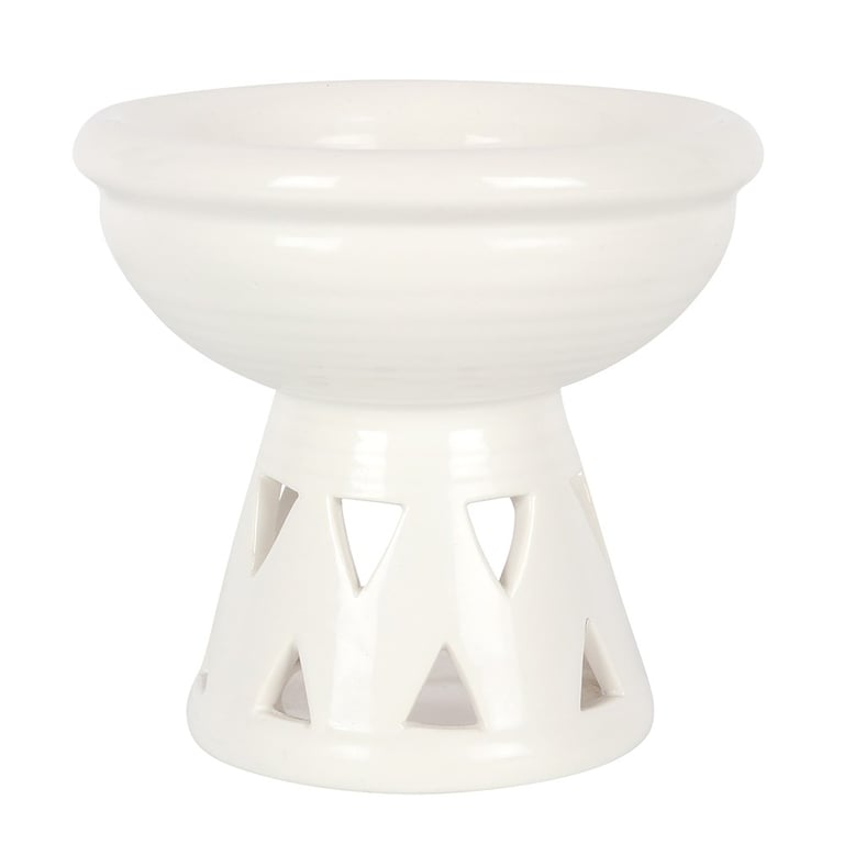 Off White Deep Bowl Ceramic Oil Burner and Wax Warmer for Home Fragrance