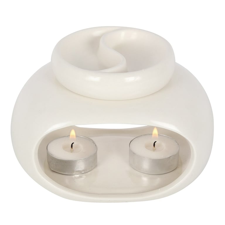 Off White Double Oil Burner - Customisable Home Fragrance Solution