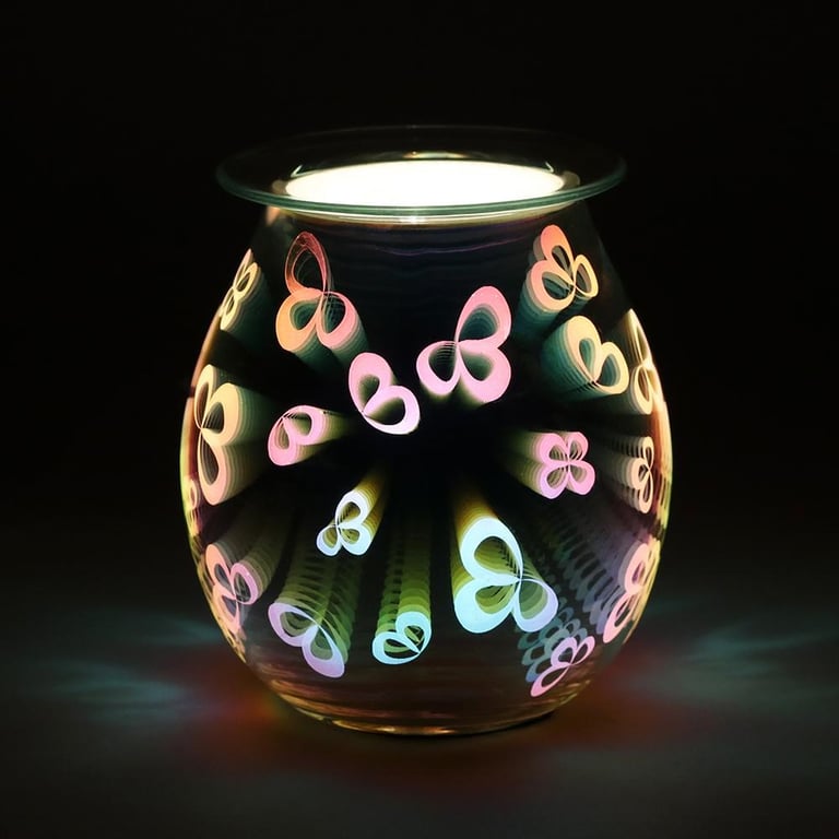 3D Flower Petal Light Up Electric Oil Burner - LED Home Fragrance Lamp & Floral Scent Diffuser