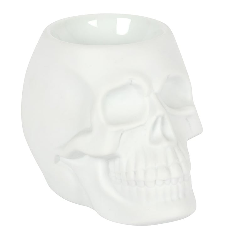 White Skull Ceramic Oil Burner - Perfect Halloween Home Decor or Unusual Fragrance Holder