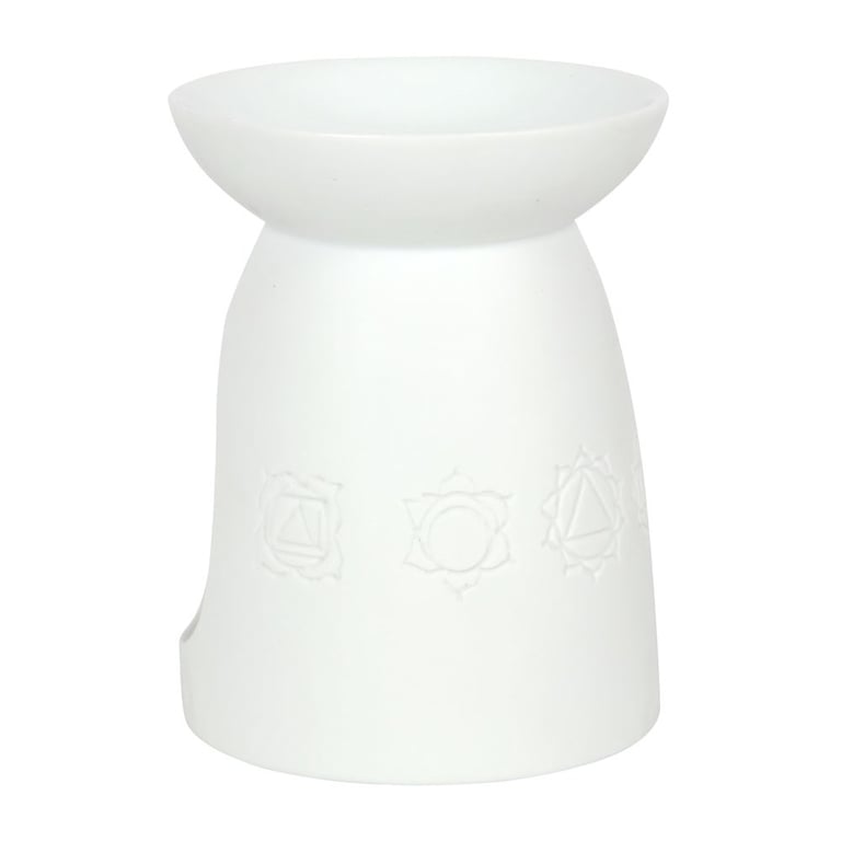 White Ceramic 7 Chakras Oil Burner & Wax Warmer for Home Fragrance