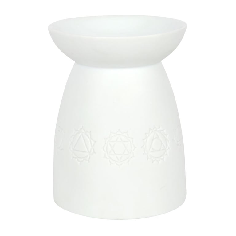 White Ceramic 7 Chakras Oil Burner & Wax Warmer for Home Fragrance