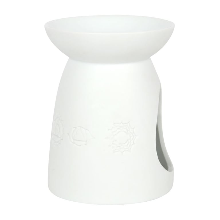White Ceramic 7 Chakras Oil Burner & Wax Warmer for Home Fragrance