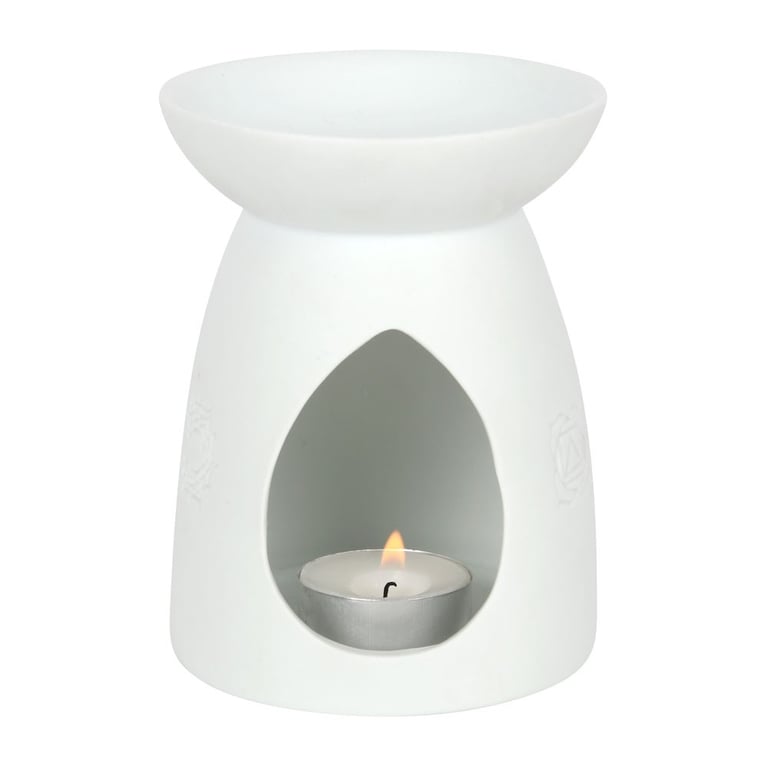 White Ceramic 7 Chakras Oil Burner & Wax Warmer for Home Fragrance