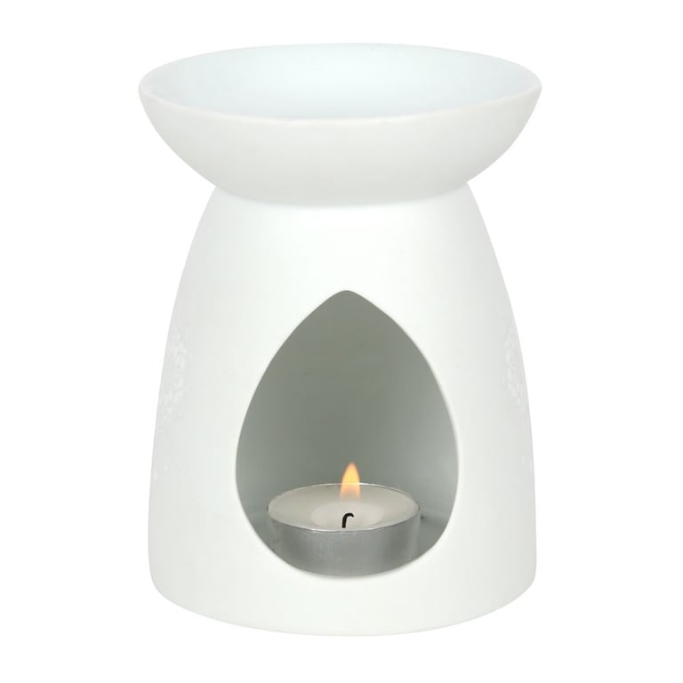 White Ceramic Buddha Face Oil Burner and Wax Warmer - Elegant Home Fragrance warmer for Essential Oils and Wax Melts