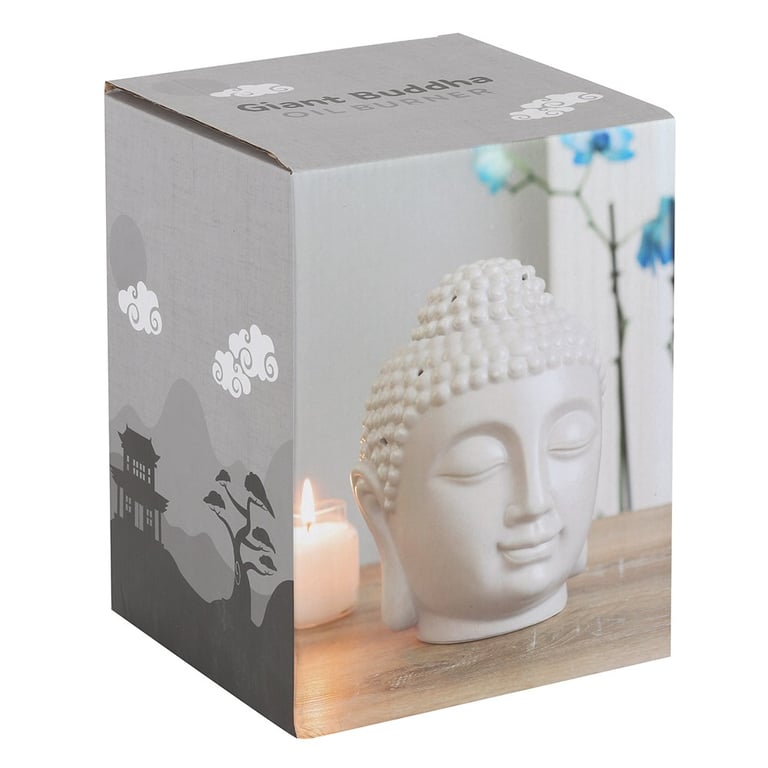 Grey Buddha Head Oil Burner & Wax Warmer - Fragrance & Melts Compatible Home Decor Statue