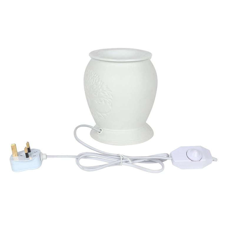 Tree of Life White Ceramic Electric Oil Burner and Wax Warmer - Elegant Home Fragrance Diffuser
