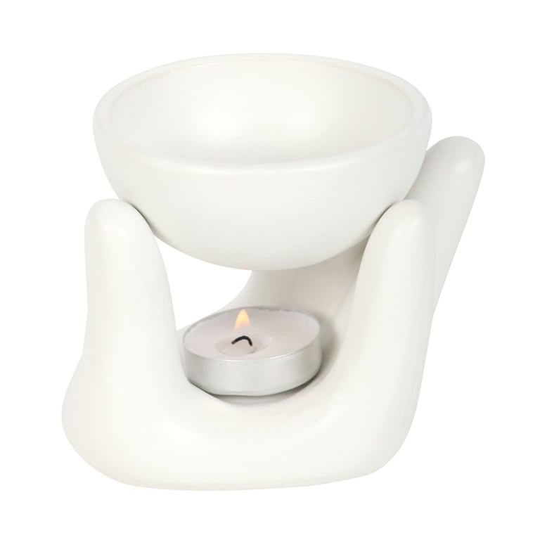 White Hand Ceramic Oil Burner - Modern Home Decor Scent Diffuser