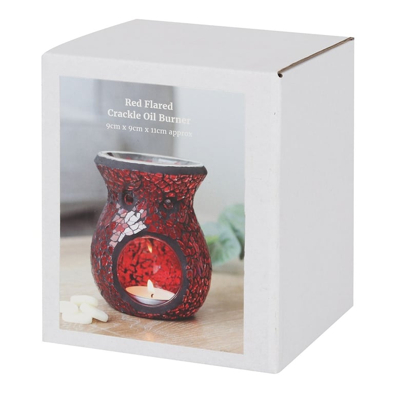 Small Red Crackle Glass Oil Burner & Wax Warmer - Home Decor Essentials