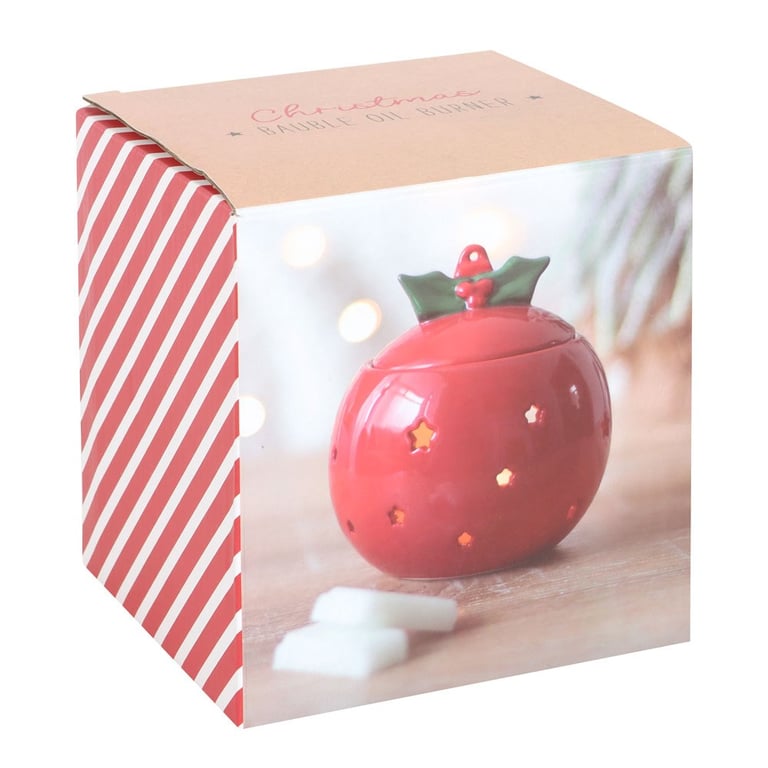 Red Bauble Oil Burner - Christmas Decoration Home Fragrance Gift