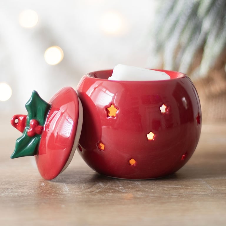 Red Bauble Oil Burner - Christmas Decoration Home Fragrance Gift