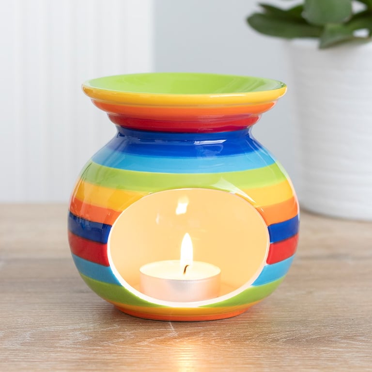 Rainbow Stripe Oil Burner - Fragrance Diffuser and Decorative Home Accessory
