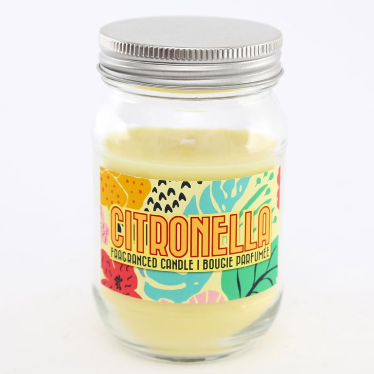 Citronella Paraffin Wax Outdoor Mason Jar Candle - Natural Insect Repellent for Summer Evenings